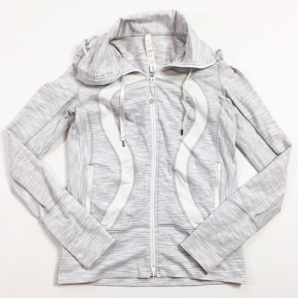lululemon athletica Jackets & Blazers - Lululemon Stride Jacket White Grey Teeny Stripe